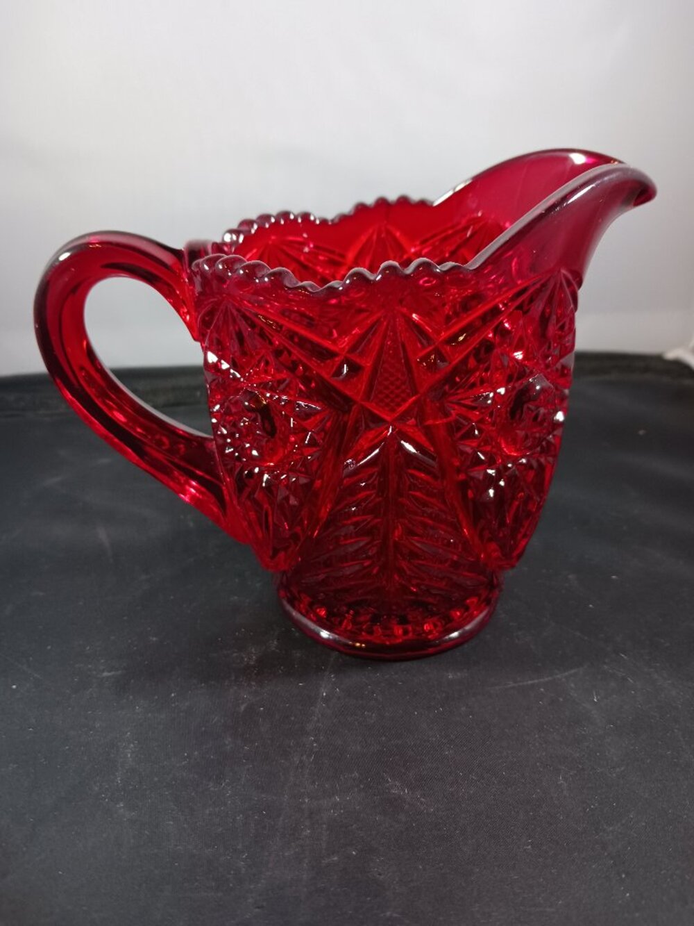Early American Pattern Glass Red Ruby Amberina Creamer